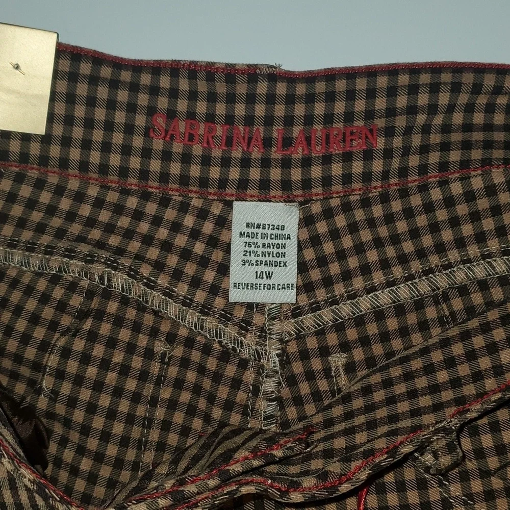 Sabrina Lauren Checkered Ultra Soft Stretch Pants 14W